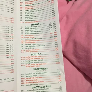 menu