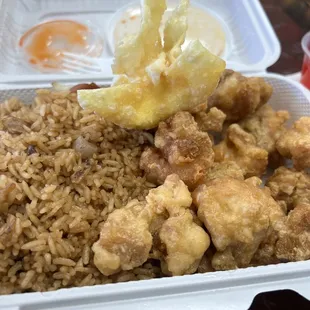 114. General Tso&apos;s Chicken lunch meal without sauce...yummy!