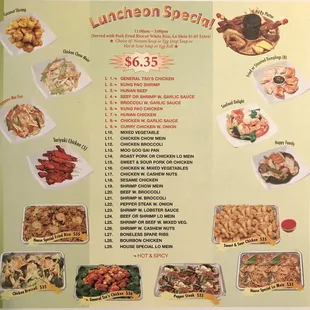 Lunch menu