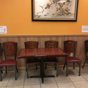 Tables moved to sides of room