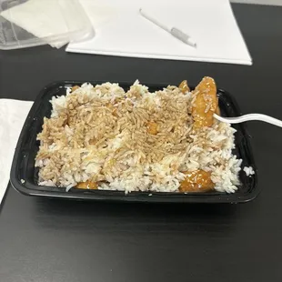 Honey chicken and white rice
