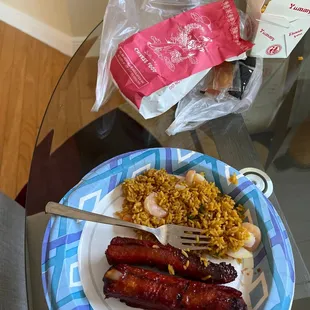 Shrimp Fried Rice and BBQ bone in Ribs