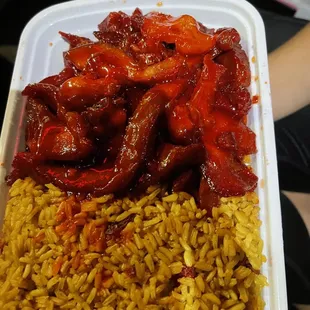 Boneless Spare Ribs Combo with a side of extra bbq sauce (you won't regret it!!)