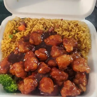 General tso lunch with fried rice