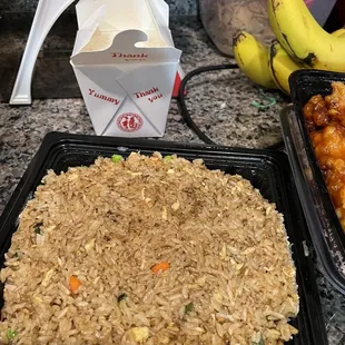 Fried rice which is an extra $4 add on (instead of white rice)