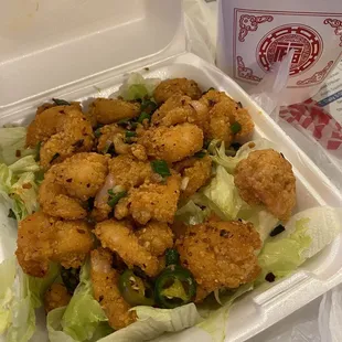 Salt and Pepper Shrimp with Steamed Rice