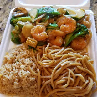 Shrimp chop suey, fried rice, &amp; chow mein soft noodles. 5/14/2017