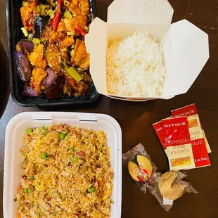 Chinese Eggplant with Tofu &amp; BBQ Pork Fried Rice