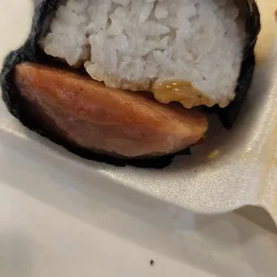 Delicious spam musubi! Must try! Sweet Sour Chicken always crunchy and hits the spot.