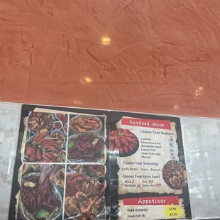 Seafood menu