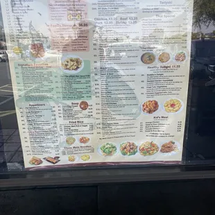 Menu posted outside