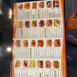 a menu for a chinese restaurant