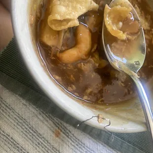 Metal wire in the hot and sour soup.