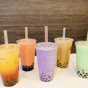a variety of bubble teas