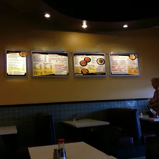 Nice clean dining room to eat in..comfy booths..big staff with an open view kitchen