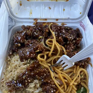 Sesame Beef w/ half &amp; half A+++