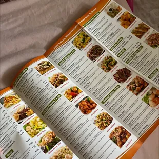a menu for a chinese restaurant