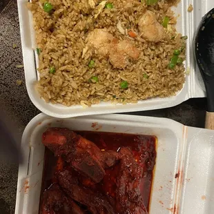BBQ Spare Ribs(8) and Shrimp Fried Rice. Also ordered Orange Chicken and Chicken Chow Mein