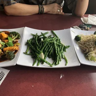 Home style tofu, green beans, vegetable mei fun.