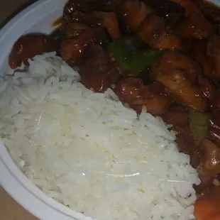 Bourbon chicken order w plastic in my rice and chicken.
