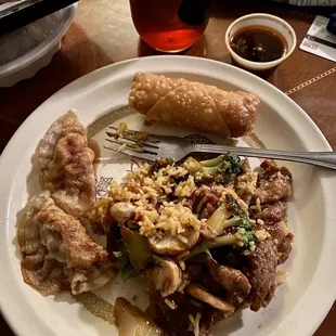Hunan beef and pork egg roll