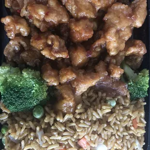 General Tso's with pork fried rice (lunch platter)