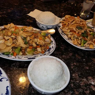 Left - Almond Chicken.  Right - Szechuan Pork.  Both Dinner Portions @ ~ $14 Each.  Great Value For The Money.