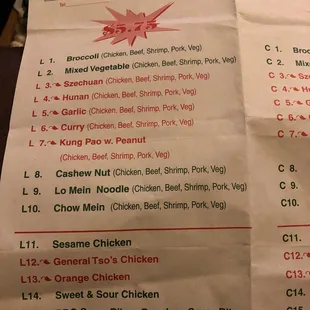 menu