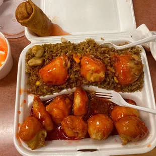 Sweet &amp; Sour Chicken dinner with included egg roll