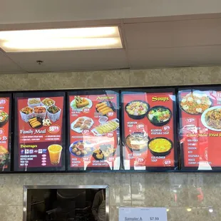 Menu inside restaurant