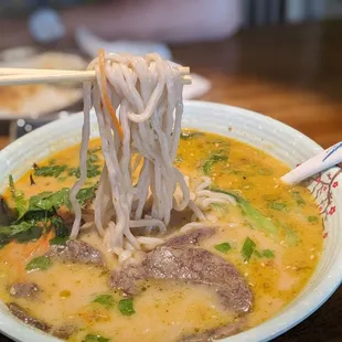Beef bone broth noodles