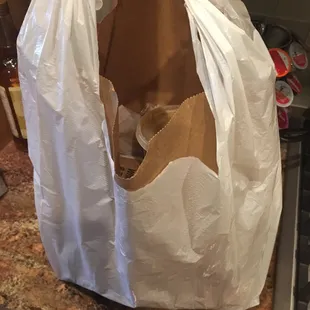 My to go bag. Loved that they double bagged it.