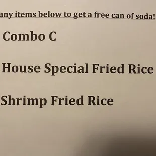 Specials! Support small businesses!