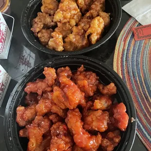 Top - Large Honey Chicken Entree  Bottom - Large Spicy Orange Chicken Entree
