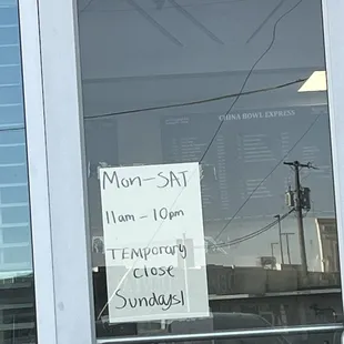 Re-opening hours