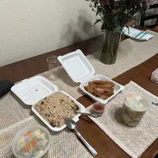 barbecue pork, fried rice, Katsu, chicken and wonton soup;)