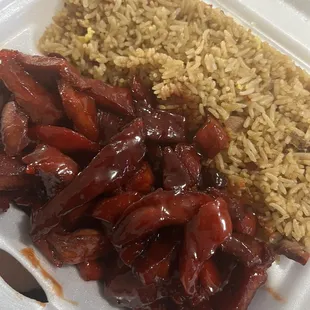 Pork fried rice with boneless ribs