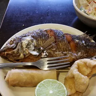 All the scales, fons, bones, all fried