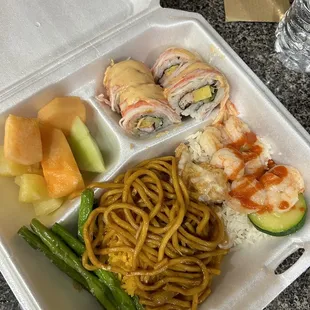 a plastic container with a variety of food