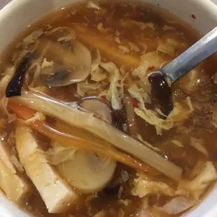 The hot and sour soup is good.