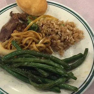 Green beans and hibachi rice are decent for a buffet.