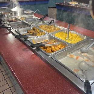 a variety of food being served