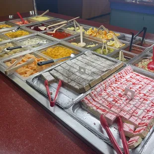 a variety of food items on display