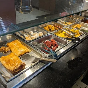 a variety of food items on display