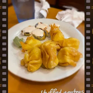 stuffed wontons on a plate