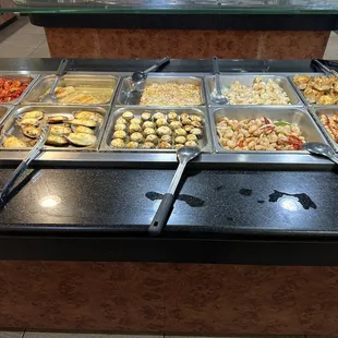 a variety of food items on display