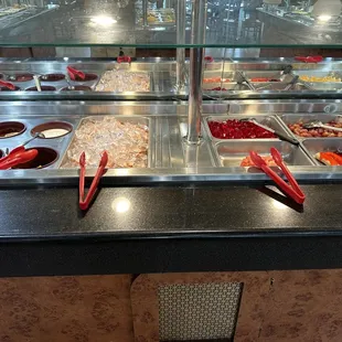 a variety of food items on display