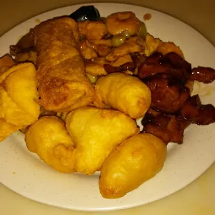 a plate of chinese food