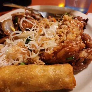 a plate of chinese food