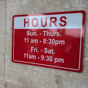 Hours at China Buffet, Salisbury